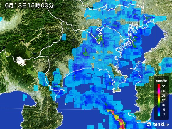 神奈川県の雨雲レーダー(2017年06月13日)