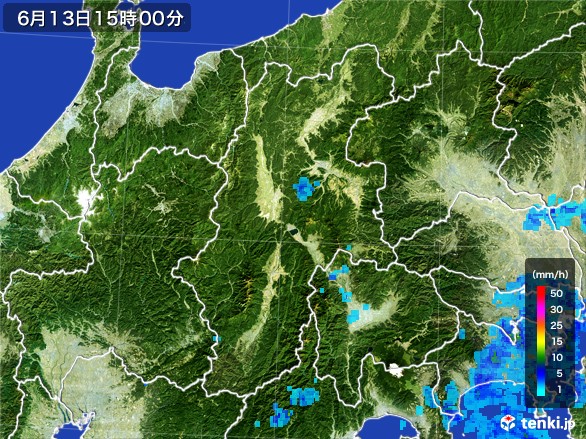 長野県の雨雲レーダー(2017年06月13日)