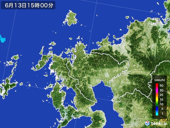 佐賀県の雨雲レーダー(2017年06月13日)