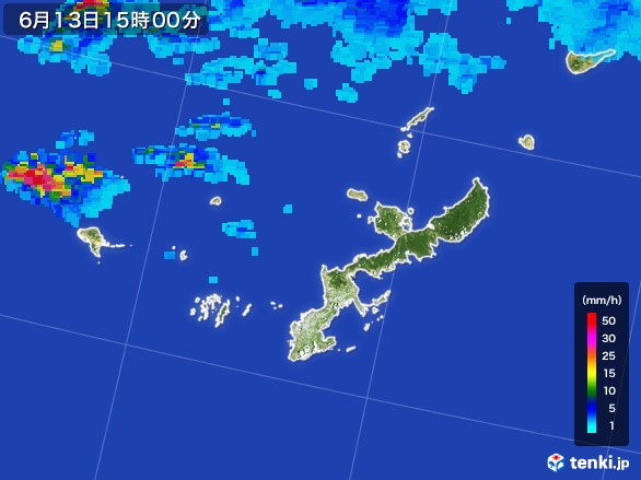 沖縄県の雨雲レーダー(2017年06月13日)