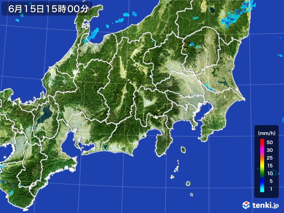 関東・甲信地方の雨雲レーダー(2017年06月15日)