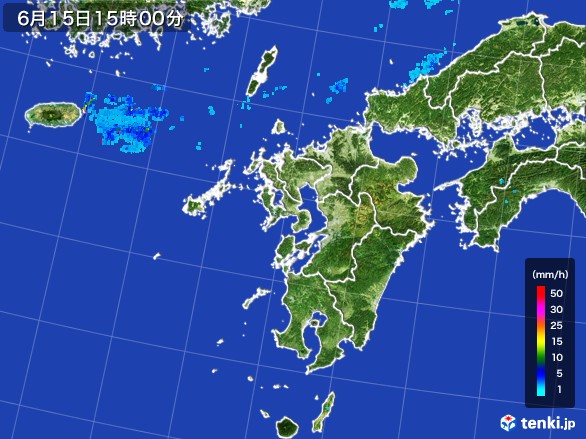 九州地方の雨雲レーダー(2017年06月15日)