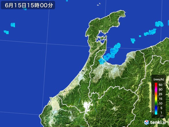 石川県の雨雲レーダー(2017年06月15日)