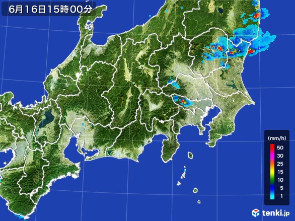 関東・甲信地方の雨雲レーダー(2017年06月16日)