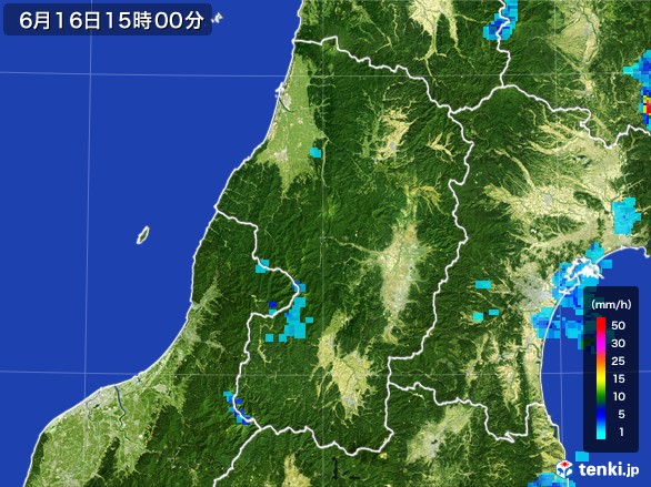 山形県の雨雲レーダー(2017年06月16日)