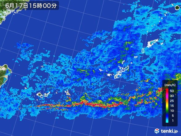 沖縄地方の雨雲レーダー(2017年06月17日)