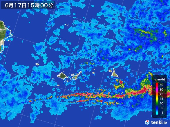 宮古・石垣・与那国(沖縄県)の雨雲レーダー(2017年06月17日)