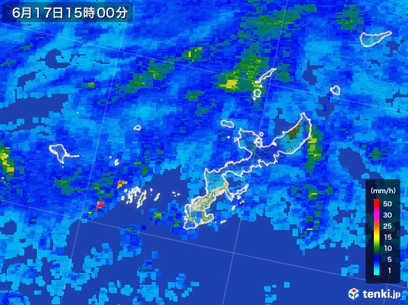 沖縄県の雨雲レーダー(2017年06月17日)