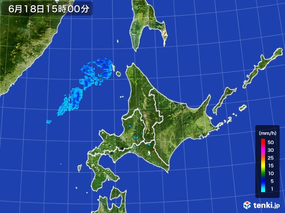 北海道地方の雨雲レーダー(2017年06月18日)