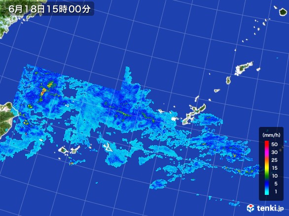 沖縄地方の雨雲レーダー(2017年06月18日)
