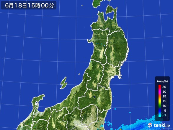 東北地方の雨雲レーダー(2017年06月18日)
