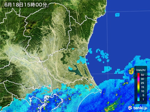 茨城県の雨雲レーダー(2017年06月18日)