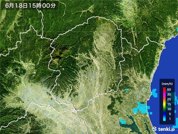 栃木県の雨雲レーダー(2017年06月18日)