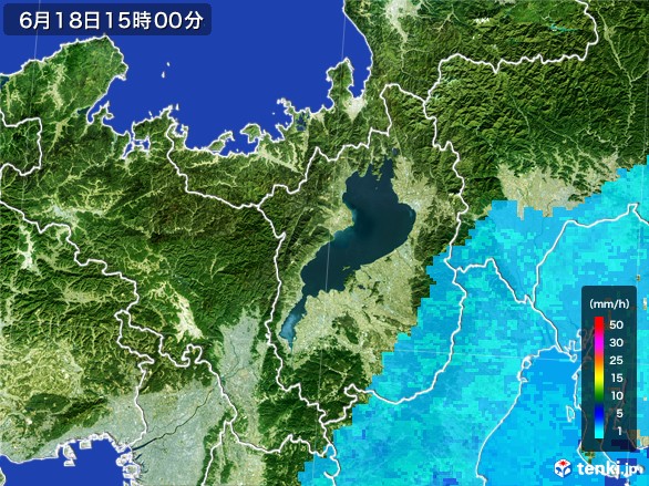 滋賀県の雨雲レーダー(2017年06月18日)