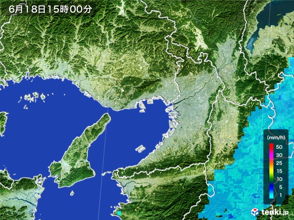 大阪府の雨雲レーダー(2017年06月18日)