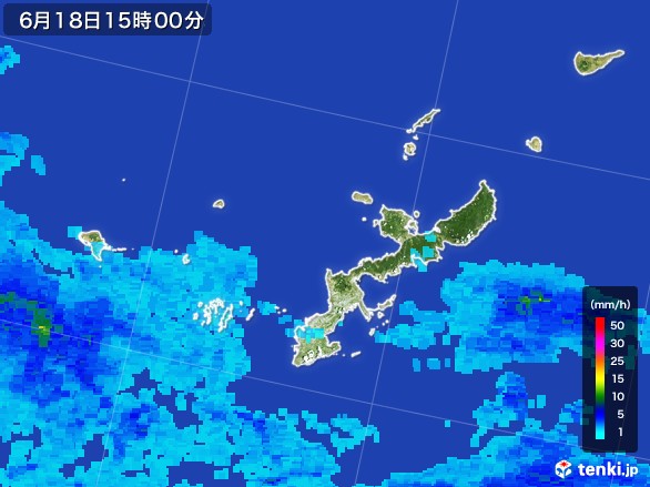沖縄県の雨雲レーダー(2017年06月18日)