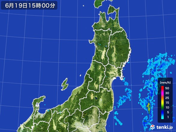 東北地方の雨雲レーダー(2017年06月19日)
