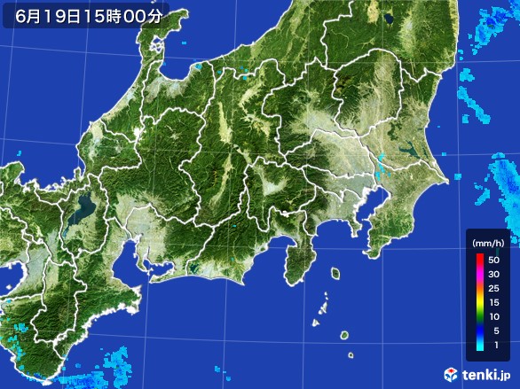 関東・甲信地方の雨雲レーダー(2017年06月19日)
