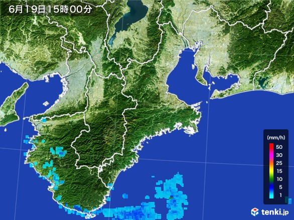 三重県の雨雲レーダー(2017年06月19日)