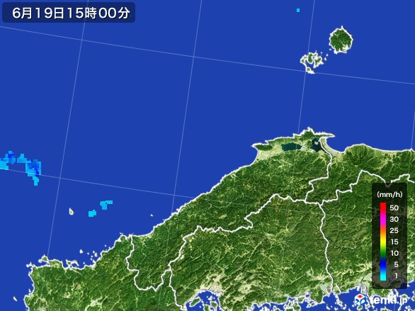 島根県の雨雲レーダー(2017年06月19日)