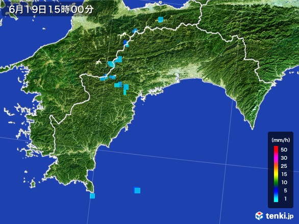 高知県の雨雲レーダー(2017年06月19日)