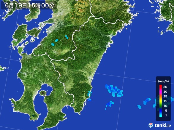 宮崎県の雨雲レーダー(2017年06月19日)