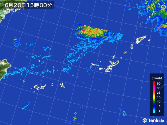 沖縄地方の雨雲レーダー(2017年06月20日)