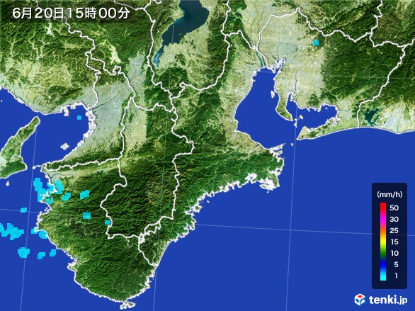 三重県の雨雲レーダー(2017年06月20日)