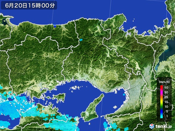 兵庫県の雨雲レーダー(2017年06月20日)