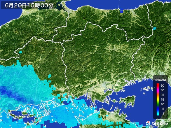 岡山県の雨雲レーダー(2017年06月20日)