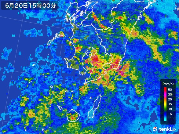 鹿児島県の雨雲レーダー(2017年06月20日)