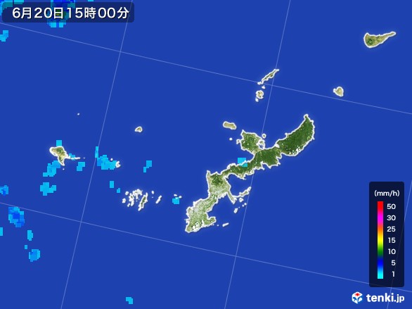 沖縄県の雨雲レーダー(2017年06月20日)