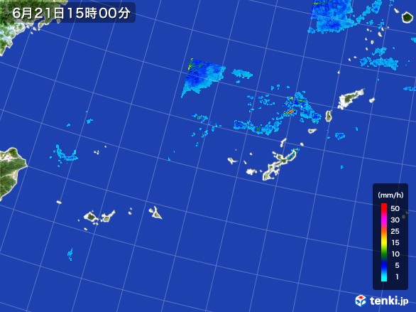 沖縄地方の雨雲レーダー(2017年06月21日)