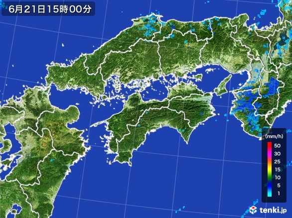 四国地方の雨雲レーダー(2017年06月21日)