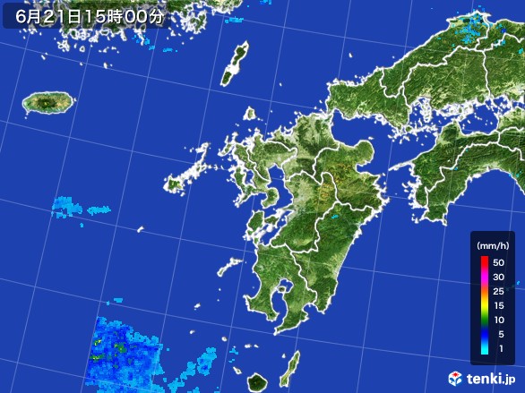 九州地方の雨雲レーダー(2017年06月21日)
