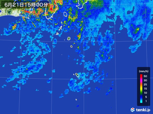 伊豆諸島(東京都)の雨雲レーダー(2017年06月21日)