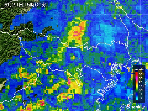 東京都の雨雲レーダー(2017年06月21日)