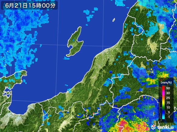 新潟県の雨雲レーダー(2017年06月21日)