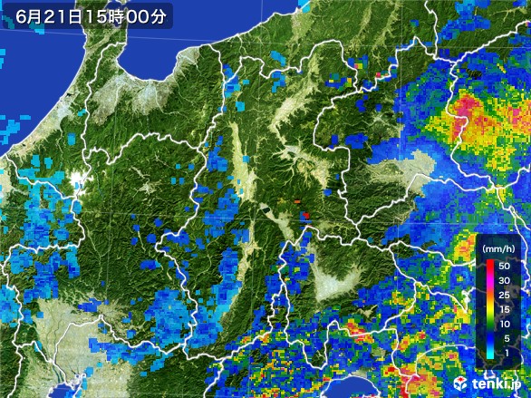 長野県の雨雲レーダー(2017年06月21日)