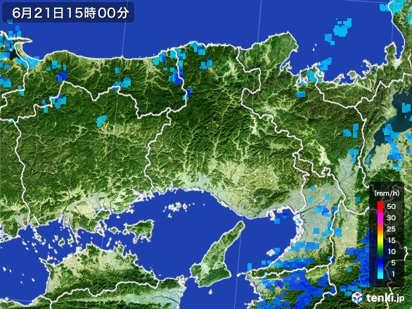 兵庫県の雨雲レーダー(2017年06月21日)