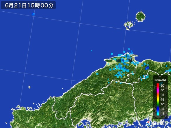 島根県の雨雲レーダー(2017年06月21日)