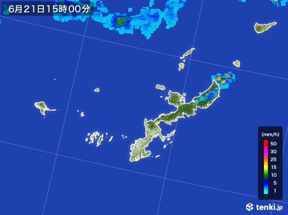 沖縄県の雨雲レーダー(2017年06月21日)