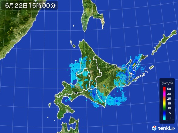 北海道地方の雨雲レーダー(2017年06月22日)