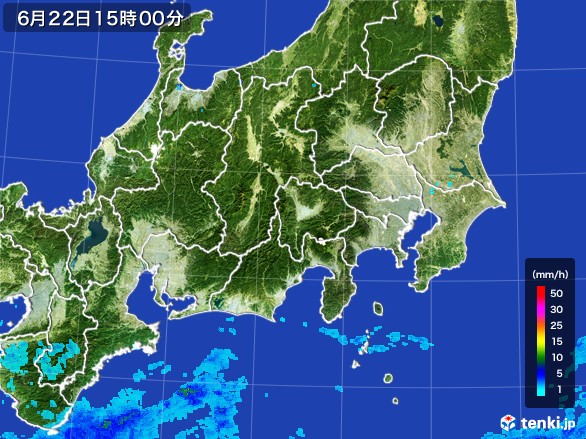関東・甲信地方の雨雲レーダー(2017年06月22日)