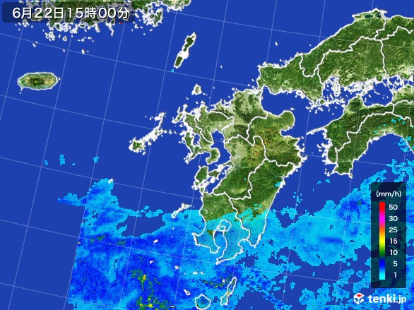 九州地方の雨雲レーダー(2017年06月22日)