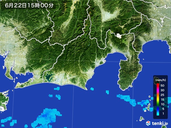 静岡県の雨雲レーダー(2017年06月22日)