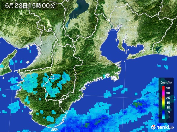 三重県の雨雲レーダー(2017年06月22日)
