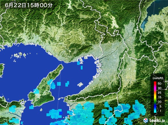 大阪府の雨雲レーダー(2017年06月22日)