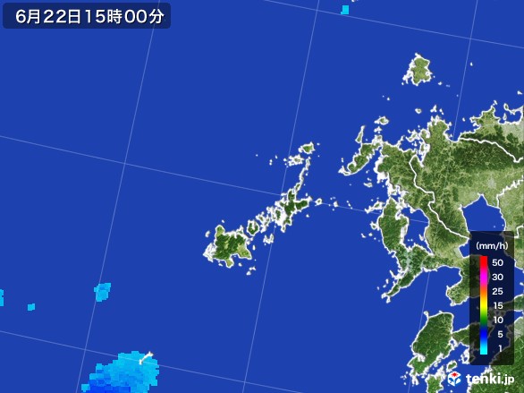 五島列島(長崎県)の雨雲レーダー(2017年06月22日)