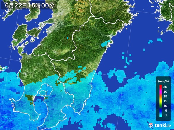 宮崎県の雨雲レーダー(2017年06月22日)